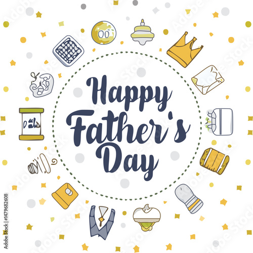 Hand-lettered “Happy Father’s Day” with stylish decorations and calligraphy. Perfect for greeting cards, posters, social media, and celebration designs honoring dads.