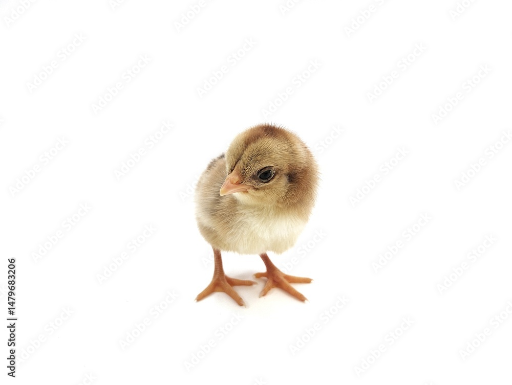 Obraz premium Brown chick isolated on white background