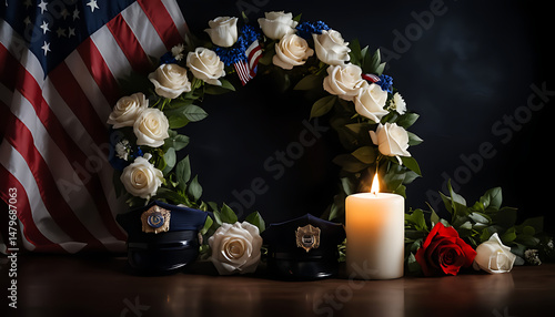 candles and flowers | Sacred Tribute: Honoring Law Enforcement Heroes with Respect and Remembrance
