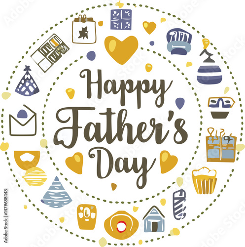 Hand-lettered “Happy Father’s Day” with stylish decorations and calligraphy. Perfect for greeting cards, posters, social media, and celebration designs honoring dads.
