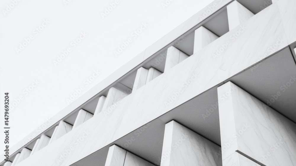 Fototapeta premium Minimalist White Marble Column Facade