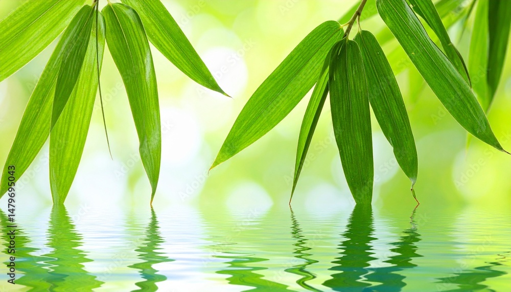 Obraz premium green leaves reflected in water
