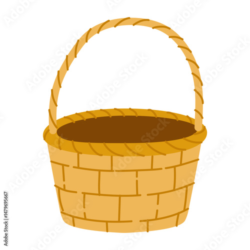 Woven basket with handle perfect for carrying fruits or flowers in outdoor settings