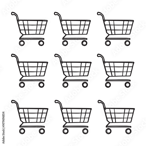 Minimalist shopping cart vector for e commerce design