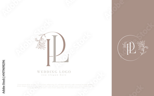 PL Wedding Logo with Floral Wreath