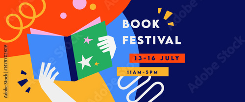 Book fair poster for advertising. banner for book fair in modern bold style. Advertising template for bookstore, bookshop, library.