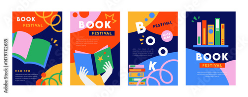 Book fair poster for advertising. banner for book fair in modern bold style. Advertising template for bookstore, bookshop, library.
