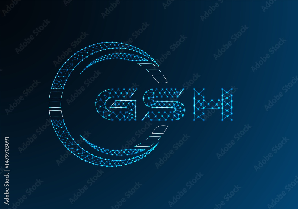 Fototapeta premium GSH low poly letter logo vector design. GSH lower poly logo design. Low poly logo.