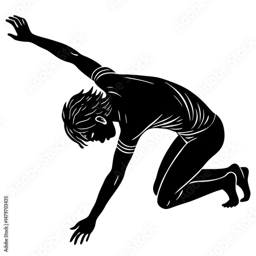 Silhouette of a young man excercise