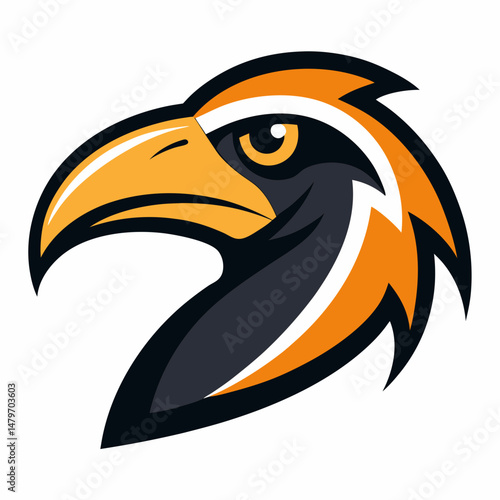 Hornbill head vector logo illustration