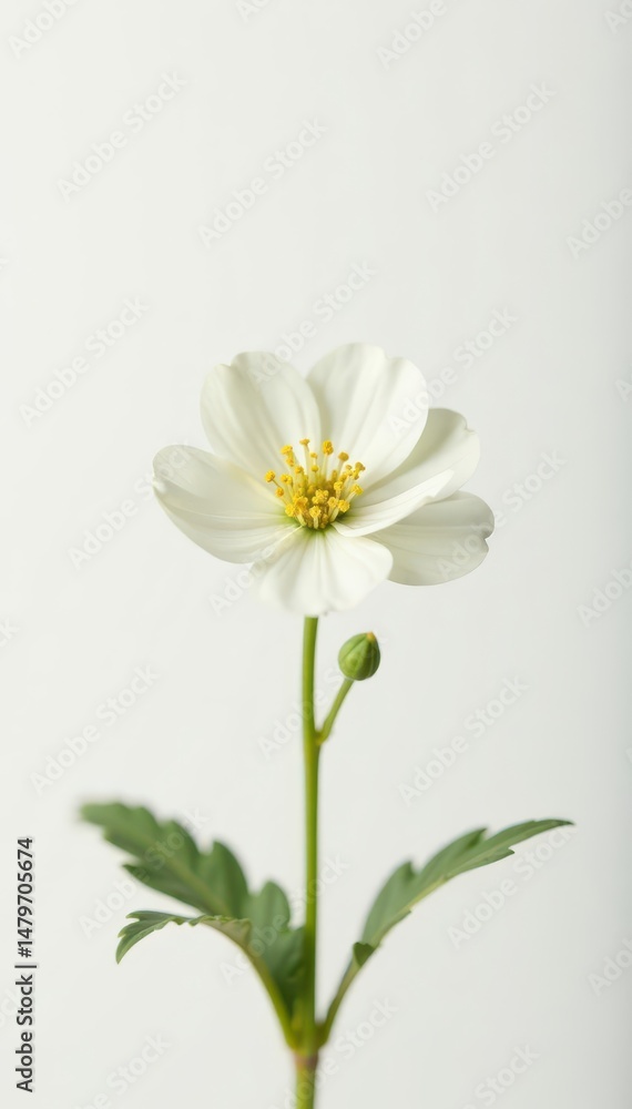 Fototapeta premium Delicate beige-white gypsophila bloom, macro detail Pure white background , bridal, light, elegant