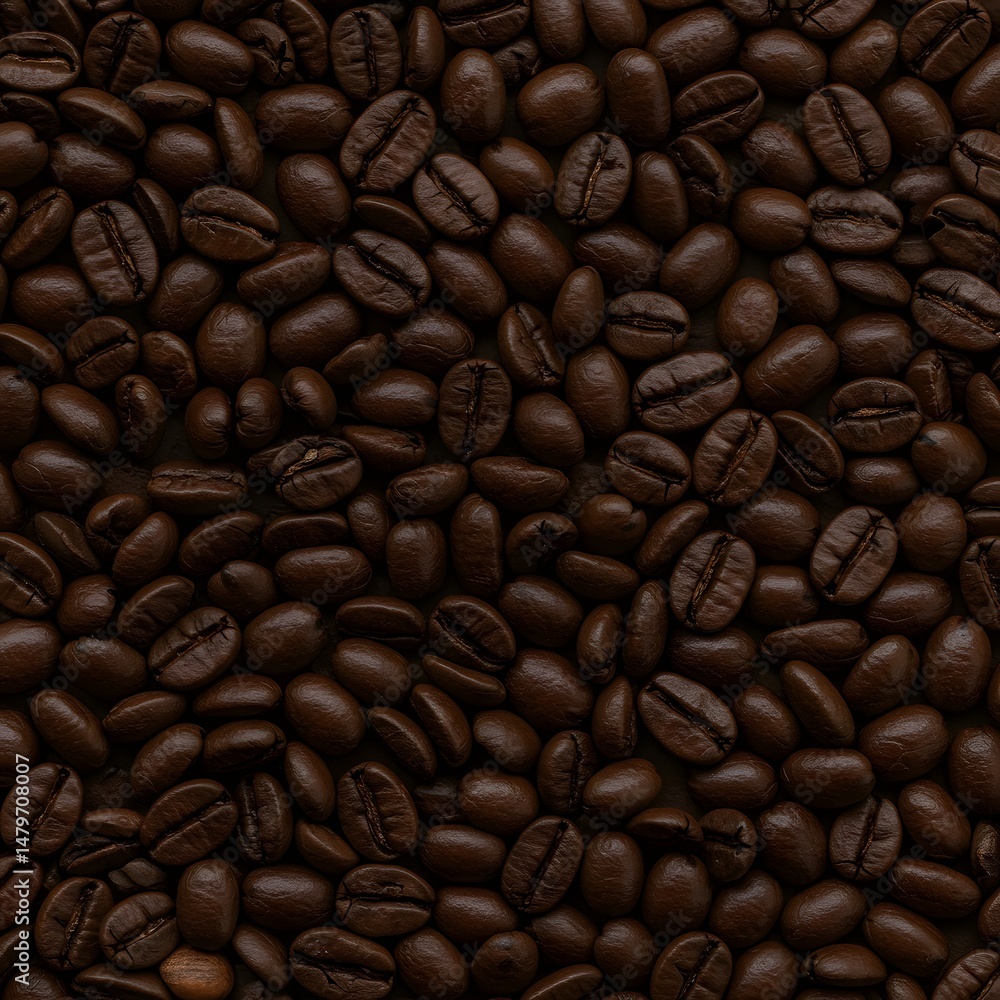 Fototapeta premium A detailed shot showcasing a pile of freshly roasted, aromatic coffee beans, ready to be brewed.