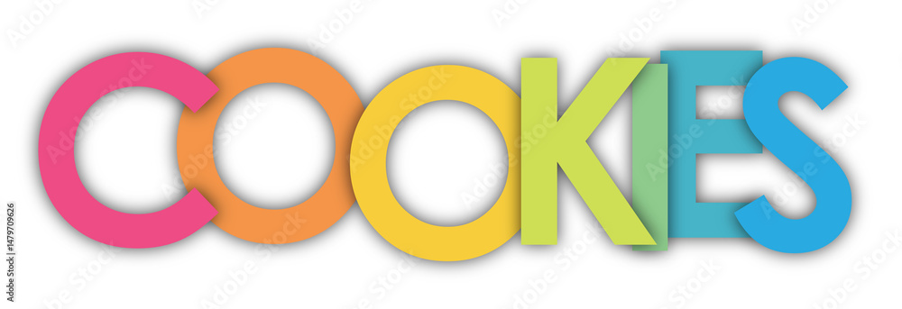 Naklejka premium COOKIES colourful typography banner on transparent background