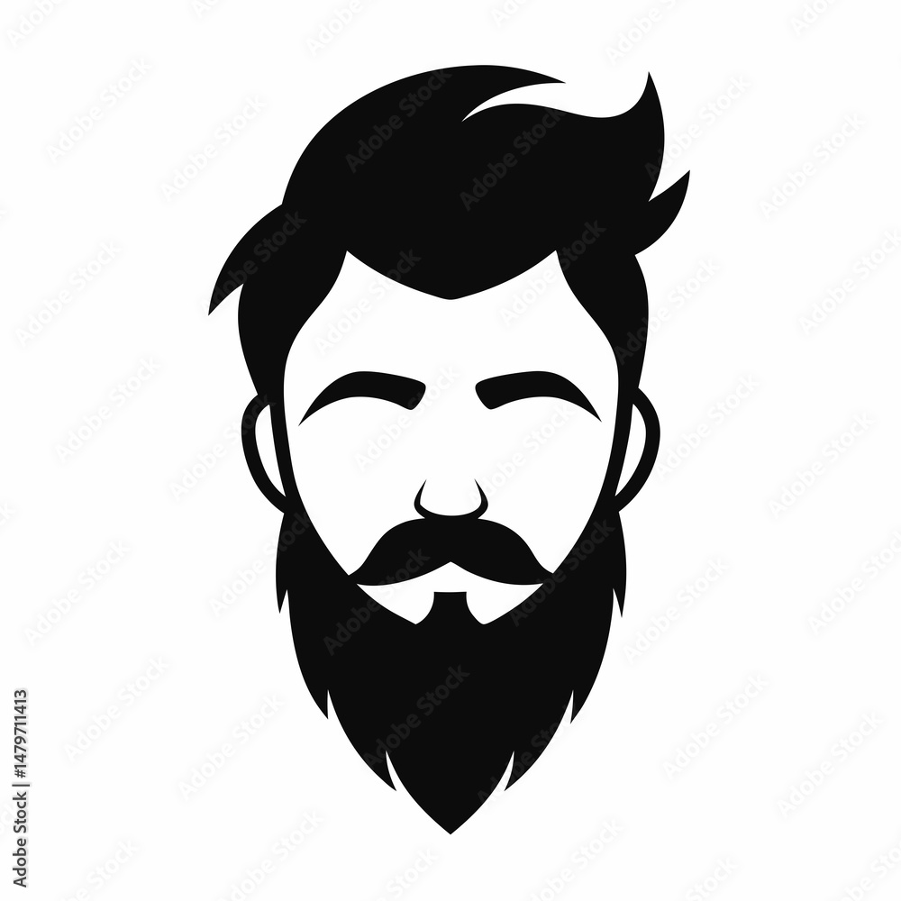 Male Beard Hair Icon Vector Illustration Male Beard Hair Icon Vector Illustration