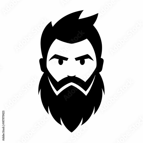 Modern Male Beard Face Icon Vector Illustration