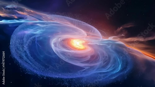 Cosmic Nebula Formation Swirling Galaxy Core in Abstract Space, 4K 60.