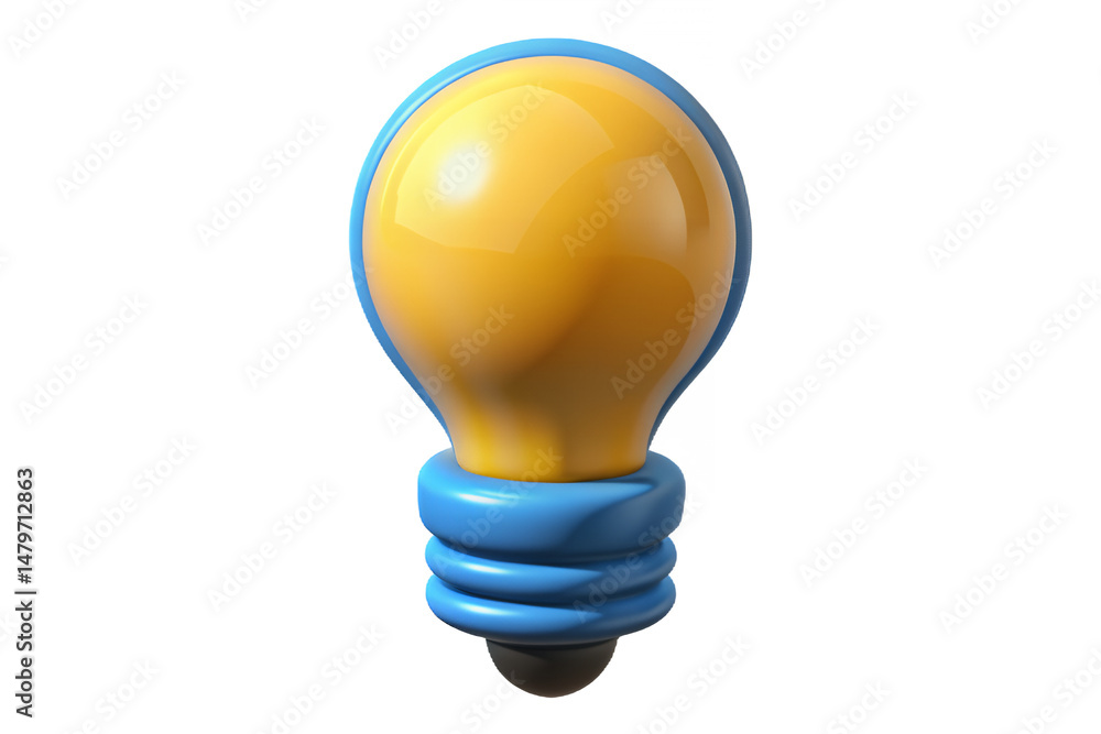 Isolated light bulb with a yellow bulb and a blue base and rim illustration on transparent background Isolated light bulb with a yellow bulb and a blue base and rim illustration on transparent background