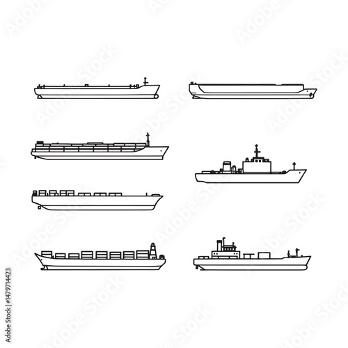 minimalistic line art of oil tanker vessel