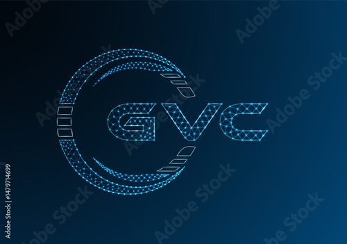Quadro su tela GVC low poly letter logo vector design