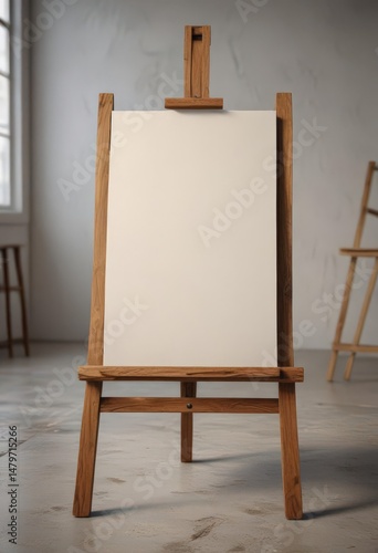 Wallpaper Mural Rustic wooden easel legs support a pristine blank canvas ,  vintage,  texture,  supplies Torontodigital.ca