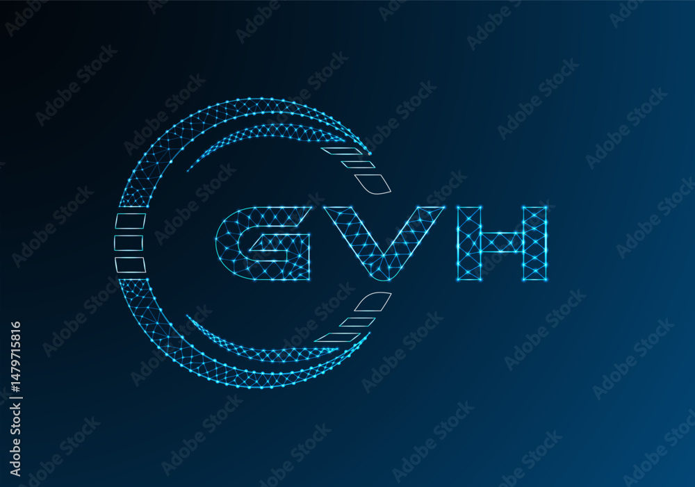 Obraz premium GVH low poly letter logo vector design. GVH lower poly logo design. Low poly logo.