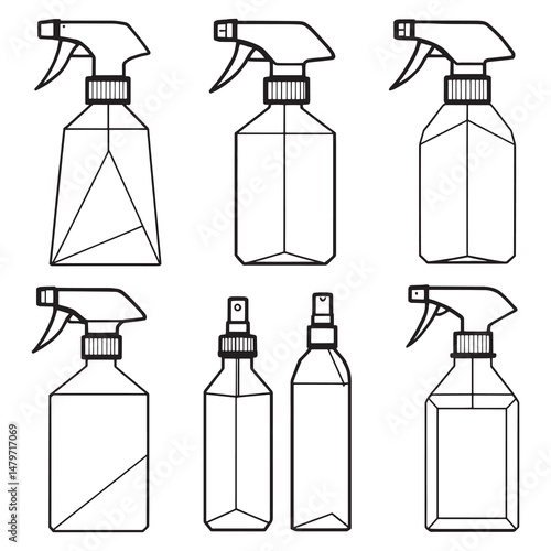 Minimalistic Spray Bottle Design for Household Use Illustration