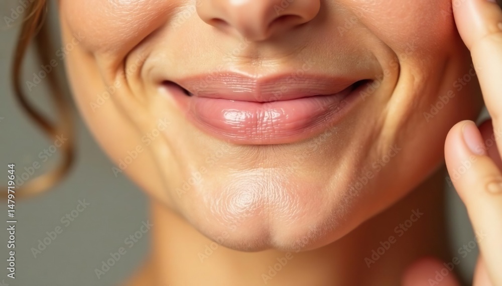 Fototapeta premium Close-up of healthy, glowing skin texture Soft, smooth, and radiant complexion , healthy lifestyle, collagen