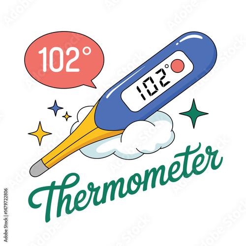 Thermometer showing high fever reading