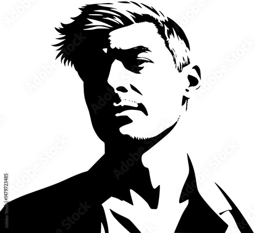Monochrome Portrait: A Man in Shadow and Light