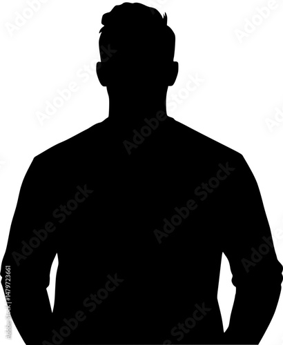 Silhouette of a Man with Short Hair and Long Sleeves