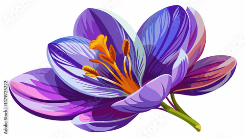  portrait The delicate saffron flower, Crocus sativus, blooms with vibrant purple petals and vivid red stigmas that capture the essence of luxury and tradition. Each flower is a masterpiece of nature'
