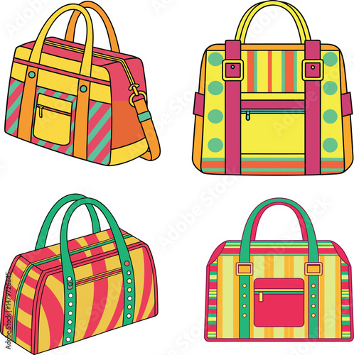 Travel bag color vector art 