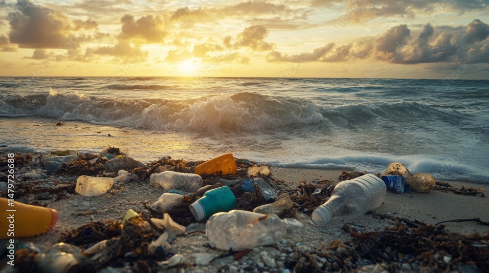 Environmental awareness action beach sunset photography coastal landscape low angle pollution challenges Environmental awareness action beach sunset photography coastal landscape low angle pollution challenges