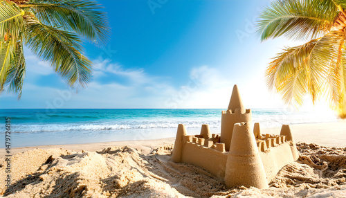 Sandburg am Strand am Meer