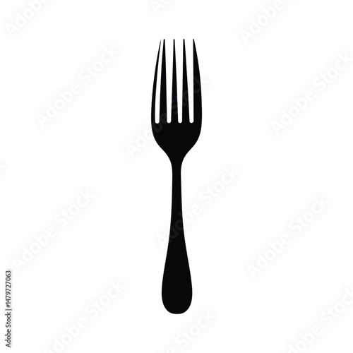 Fork Silhouette Clipart on White Background
