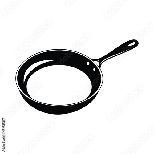 Frying Pan Silhouette Clipart on White Background