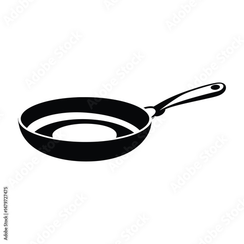 Frying Pan Silhouette Clipart on White Background