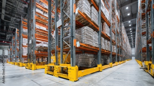 Storage racks in a temperature-controlled warehouse with cold storage units nearby