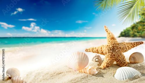 Muscheln, Seestern am Strand