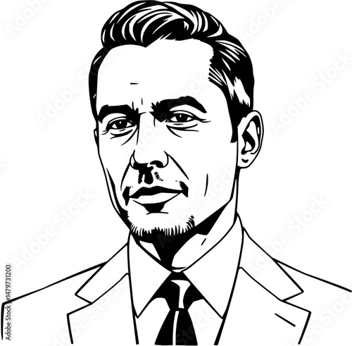 Black and White Portrait of a Man in Suit