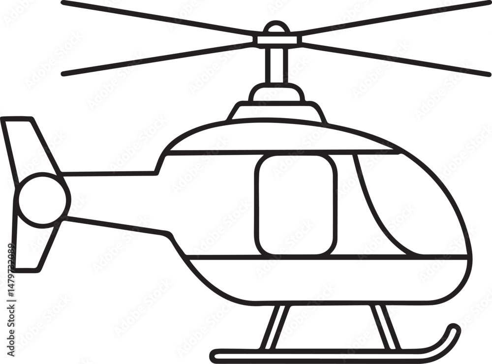 Helicopter outline vector illustration line art Helicopter outline vector illustration line art