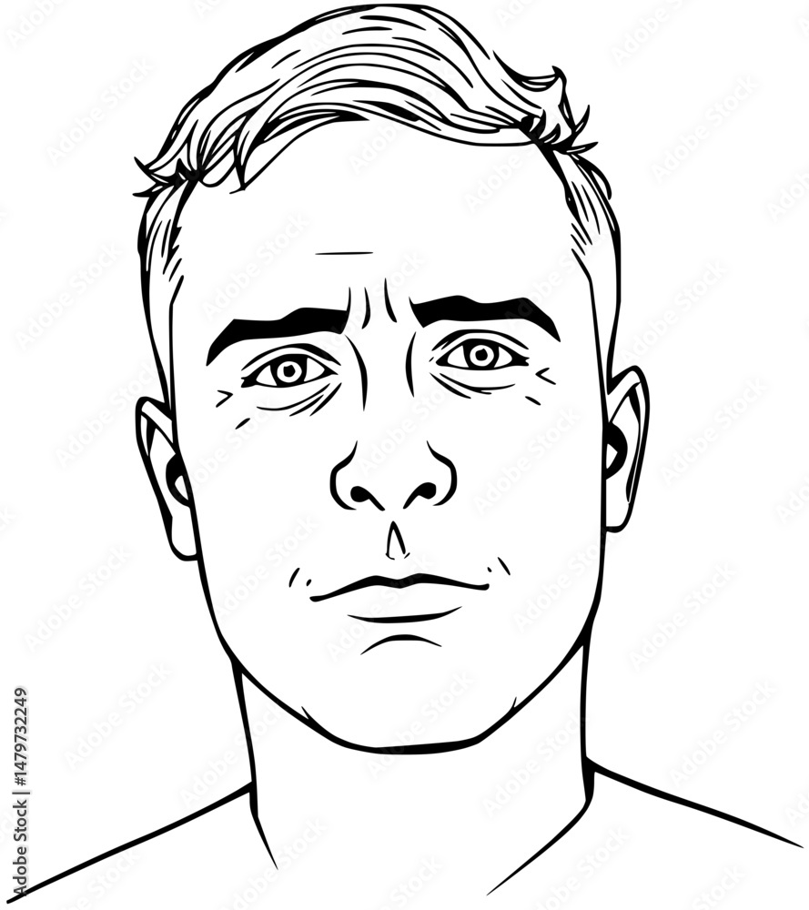 A Line Art Portrait of a Man with Short Hair A Line Art Portrait of a Man with Short Hair