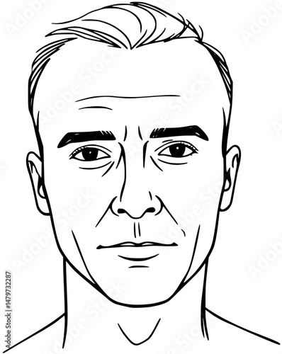 Black and White Portrait of a Man with Serious Expression