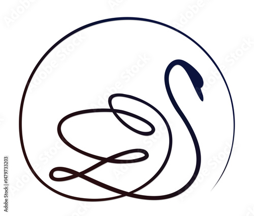 The one line round symbol of swan.