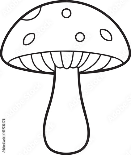 Mushroom outline vector illustration line art	
