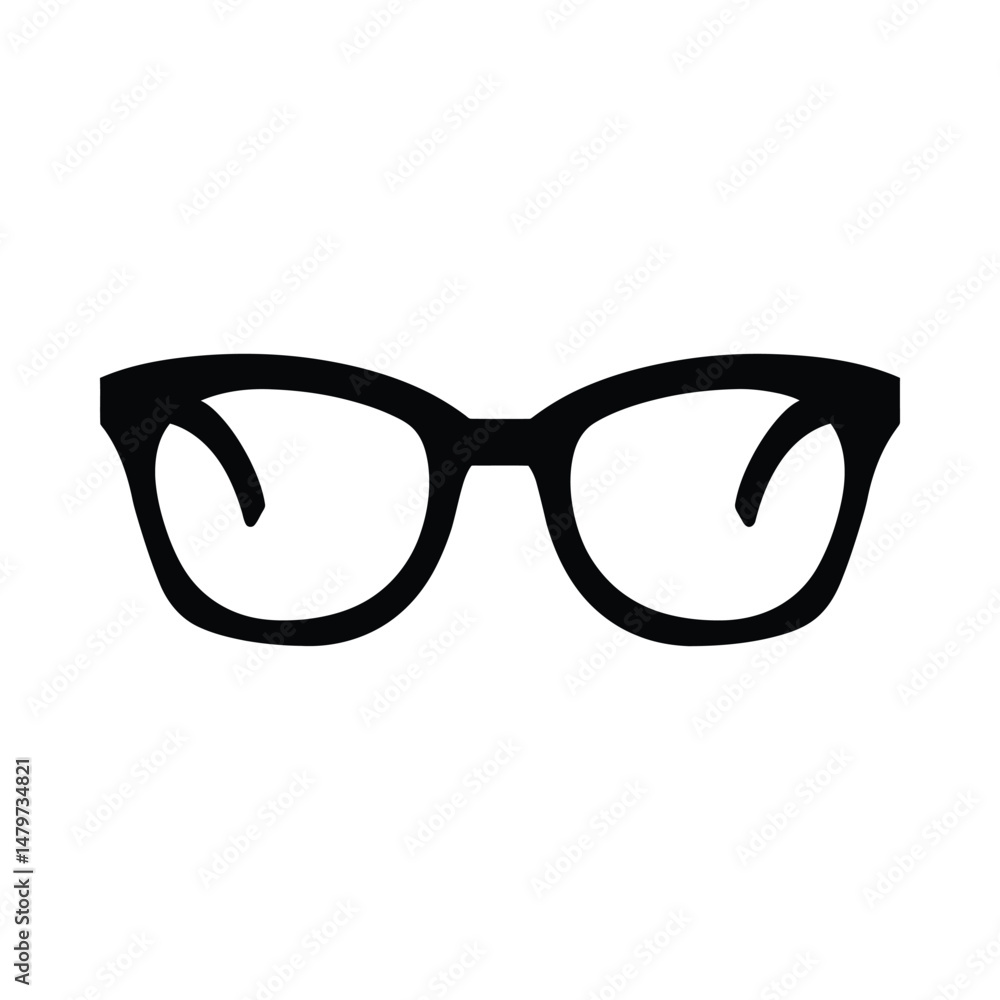 Fototapeta premium Reading Glasses Silhouette Clipart on White Background