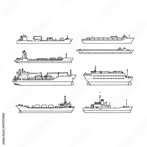 oil tanker illustration minimal line art design