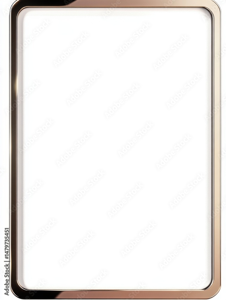 Isolated elegant frame with rose gold metallic border on white background studio shot for mockup or display Isolated elegant frame with rose gold metallic border on white background studio shot for mockup or display