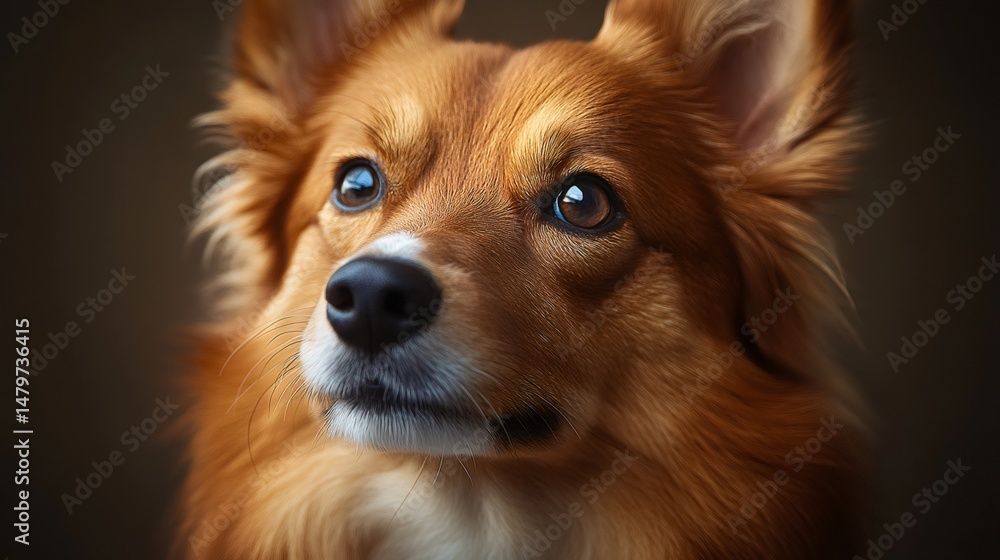 Naklejka premium Portrait of icelandic sheepdog looking up with hope