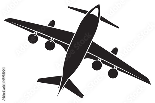 plane silhouette vector, airplane black symbol, aircraft icon 